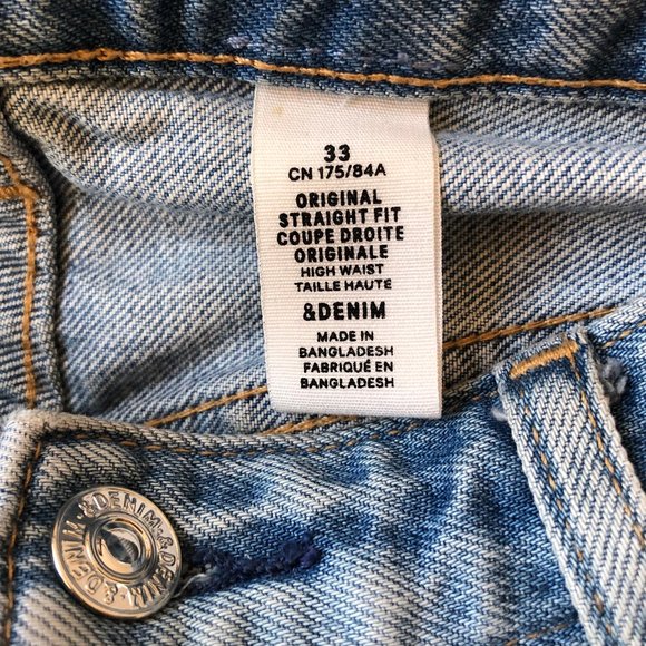 H&M frayed edge light wash denim straight leg jean - Picture 3 of 6